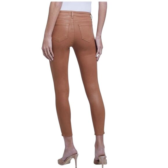 L'Agence Margot Jeans Womens 31 Brown Java Coated High Rise Skinny Pants USA - Picture 2 of 11